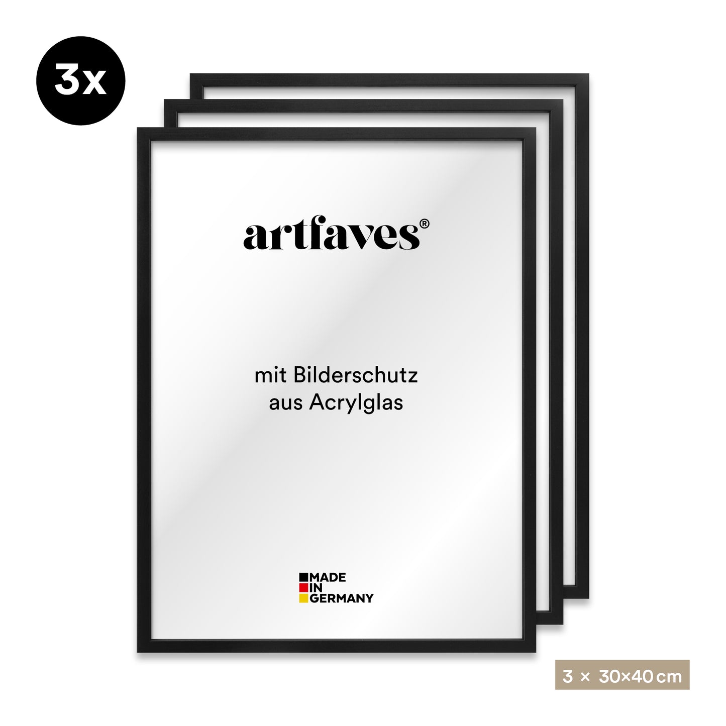 Bilderrahmen Set - 3-teilig - Schwarz