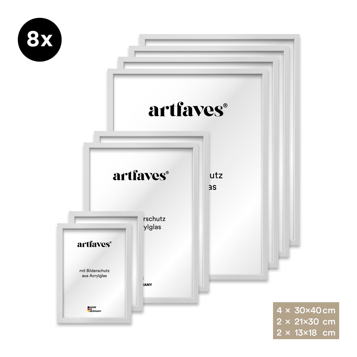 Bilderrahmen Set - 8-teilig - Weiss