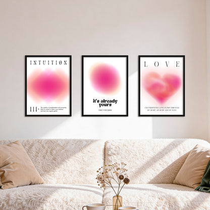 Poster Set Aura Trio Magenta I mehrteilige Bilderwand I Wandbilder Spirituell