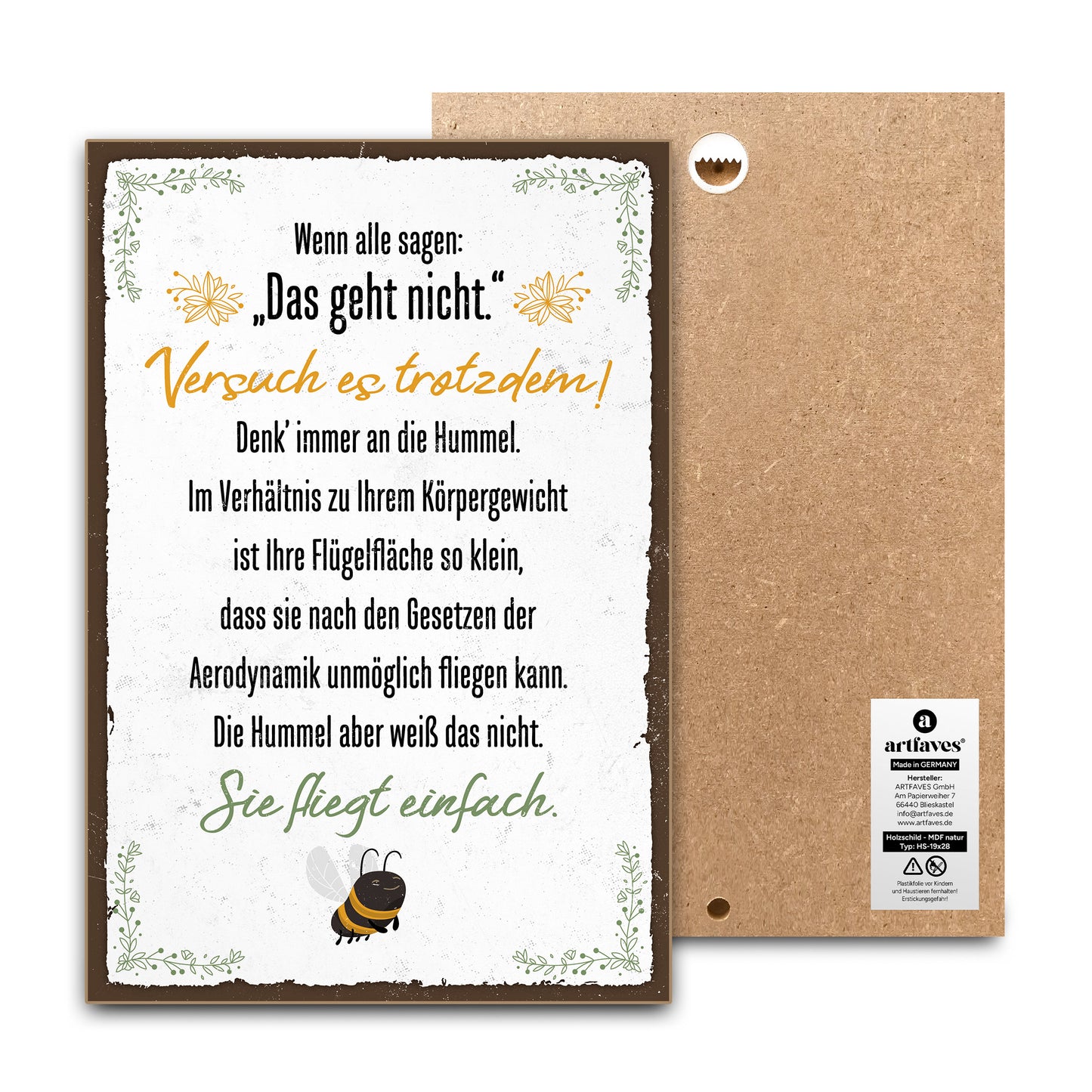 schild-mit-spruch-hummel-fliegt-einfach