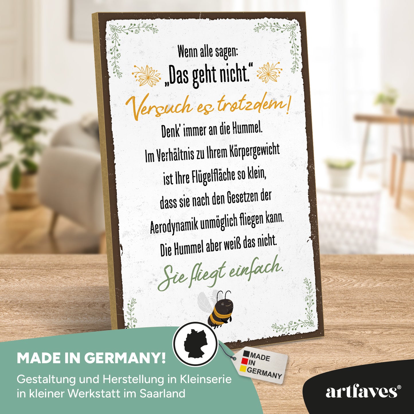 schild-mit-spruch-hummel-fliegt-einfach