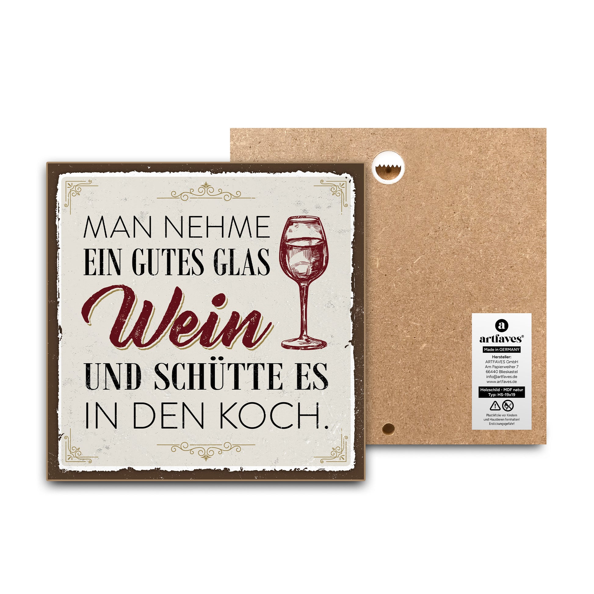 schild-mit-spruch-wein-in-den-koch-schuetten
