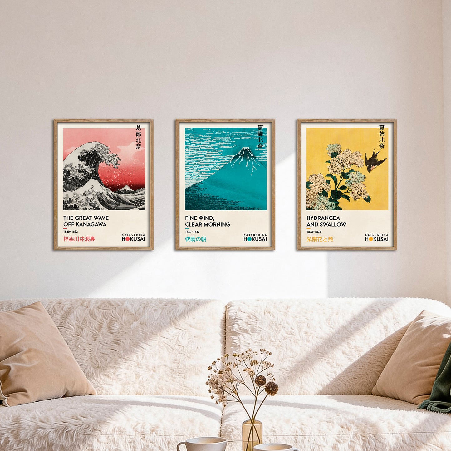 Poster Set Art Galerie Hokusai I mehrteilige Bilderwand I Wandbilder Kanagawa