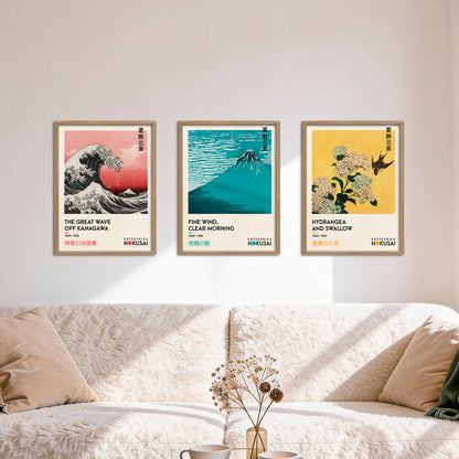 Poster Set Art Galerie Hokusai I mehrteilige Bilderwand I Wandbilder Kanagawa