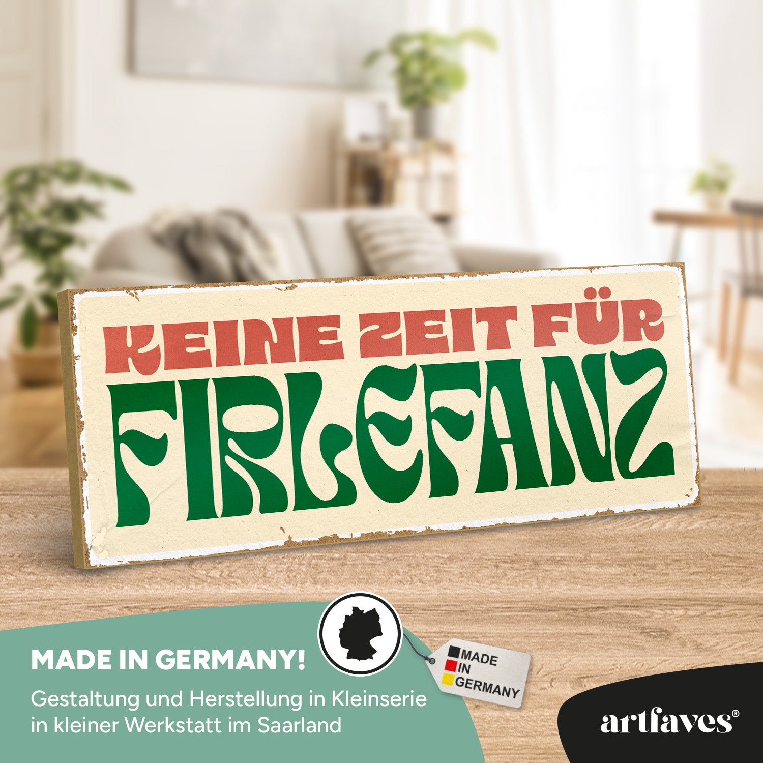 schild-mit-spruch-keine-zeit-fuer-firlefanz