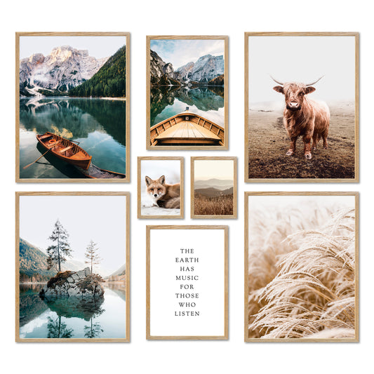 Poster Set - BEAUTIFUL EARTH I Deko Wandbilder Natur Petrol See Berge