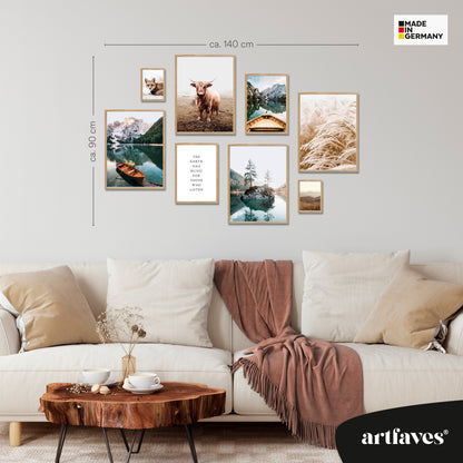 Poster Set - BEAUTIFUL EARTH I Decorative Wall Pictures Nature Petrol Lake Mountains