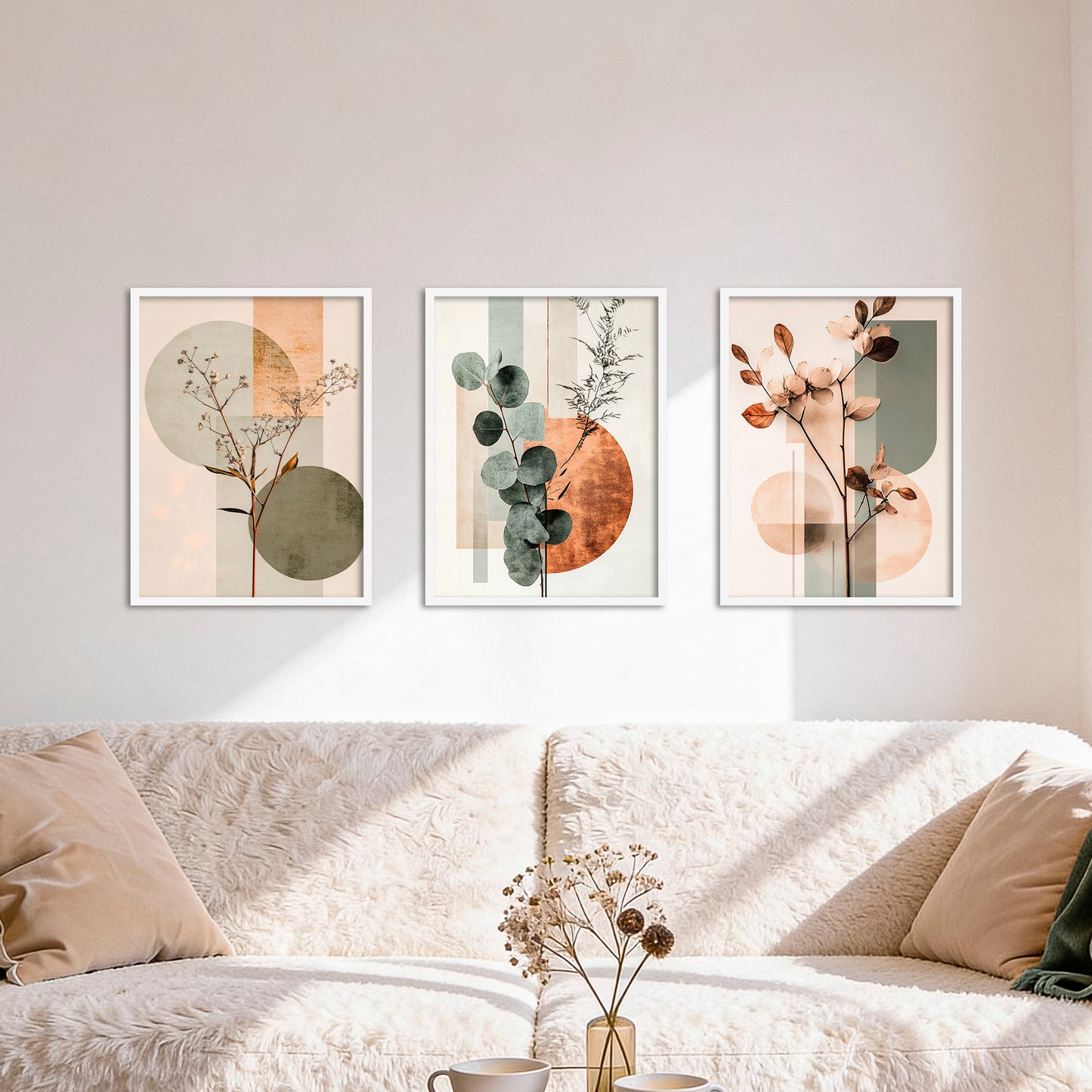 Poster Set Abstract Flower Art 2 I mehrteilige Bilderwand I Wandbilder Trockeblumen