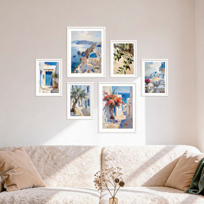 Poster Set Abstract Greece I mehrteilige Bilderwand I Wandbilder Santorini