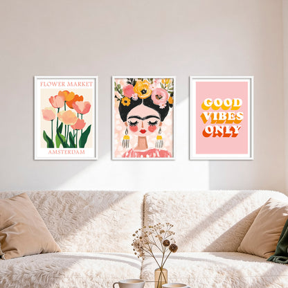 Poster Set Dopamine Trio 1 I mehrteilige Bilderwand I Wandbilder Frida-Kahlo