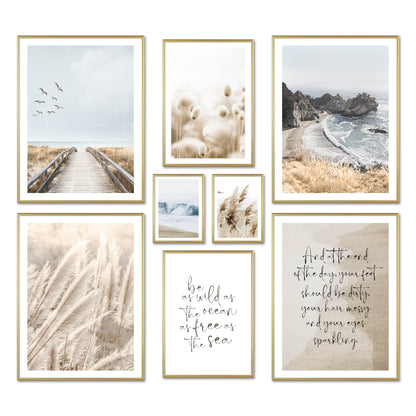 Poster Set - BEIGE SEA PAMPAS I Maritime Deko Wandbilder