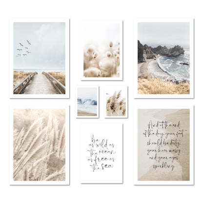 Poster Set - BEIGE SEA PAMPAS I Maritime Deko Wandbilder