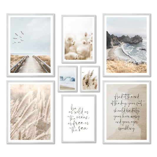 Poster Set - BEIGE SEA PAMPAS I Maritime Deko Wandbilder