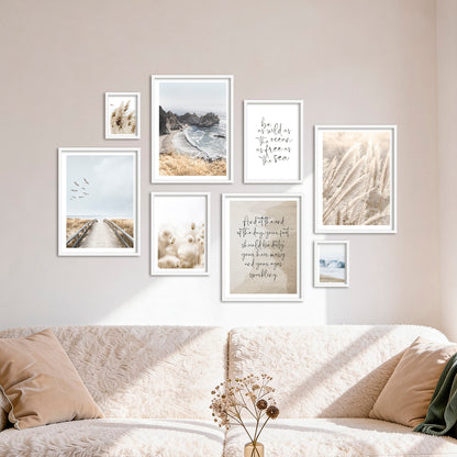 Poster Set Beige Sea Pampas I mehrteilige Bilderwand I Wandbilder Pampasgras