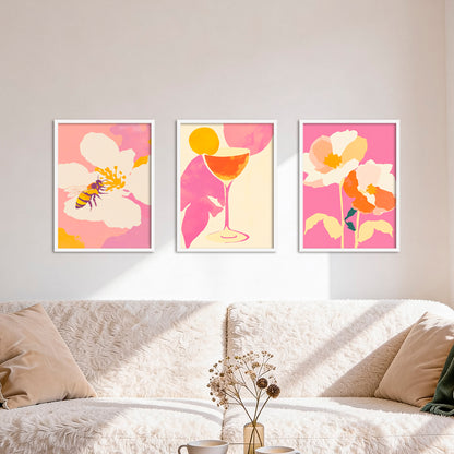Poster Set Dopamine Trio 4 I mehrteilige Bilderwand I Wandbilder Abstrakte-Kunst
