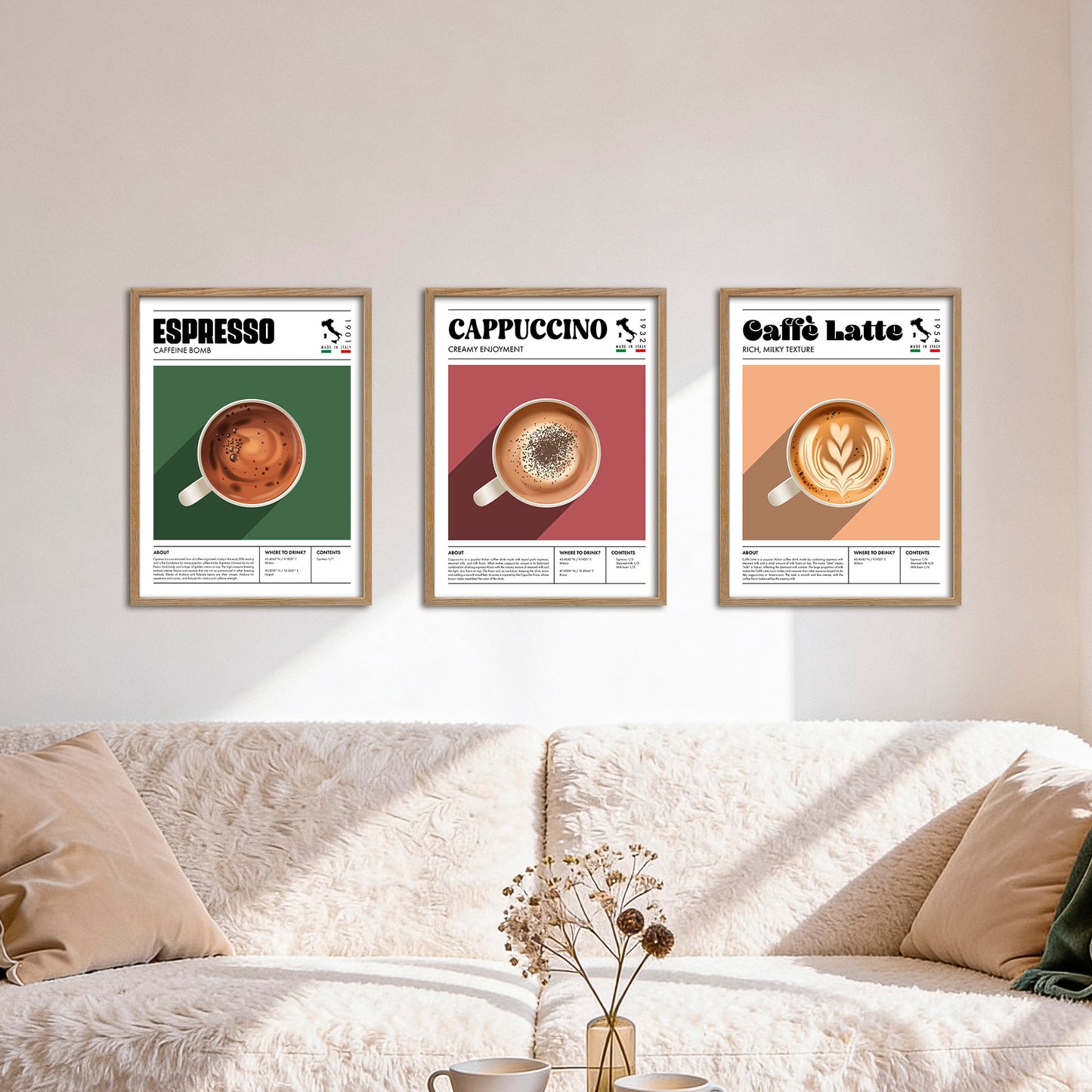 Poster Set Coffee Types I mehrteilige Bilderwand I Wandbilder Kaffee