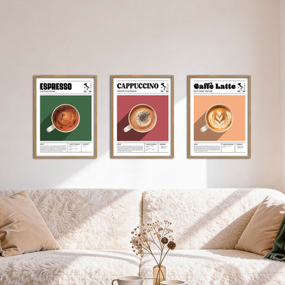 Poster Set Coffee Types I mehrteilige Bilderwand I Wandbilder Kaffee