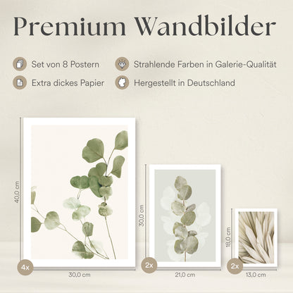 Poster Set - EUCALYPTUS I Deko Wandbilder pastell-grün