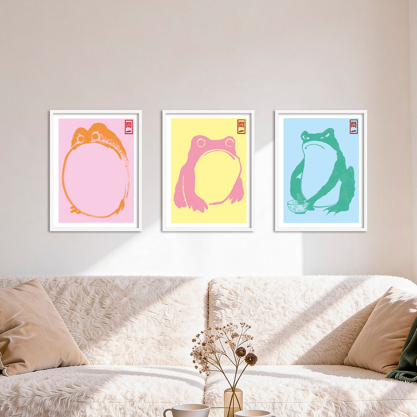Poster Set Hoji Frogs Dopamine I mehrteilige Bilderwand I Wandbilder Matsumoto-Hoji