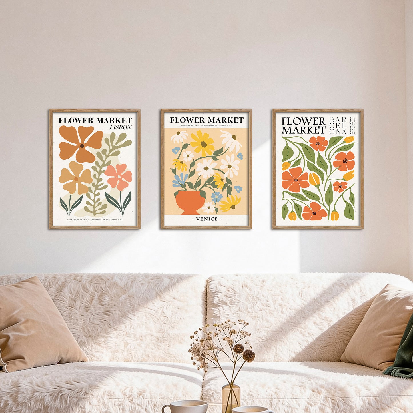 Poster Set Flower Market Trio 2 I mehrteilige Bilderwand I Wandbilder Blumen