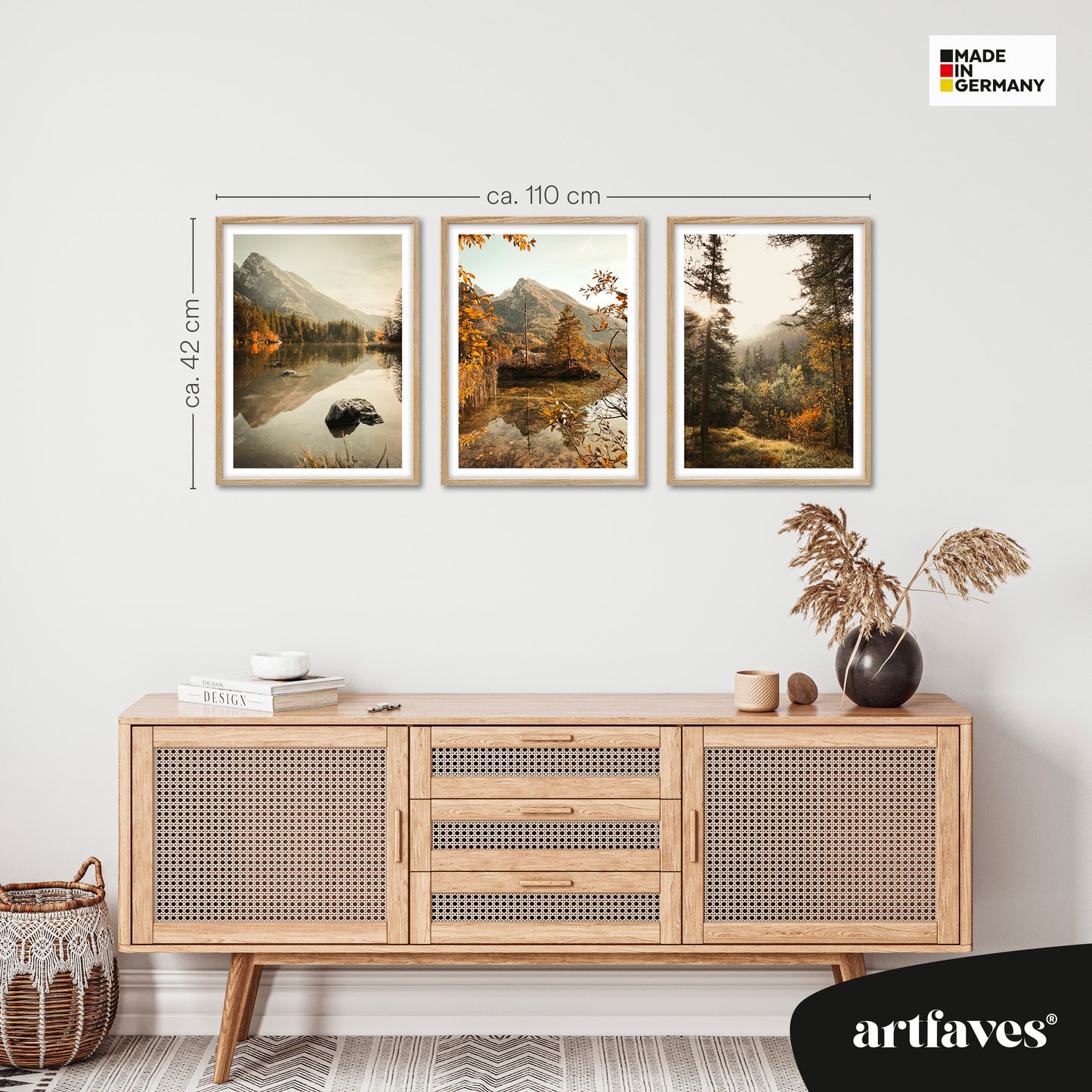 Poster Set - Herbst See - 3 Deko Wandbilder Berchtesgaden Hintersee