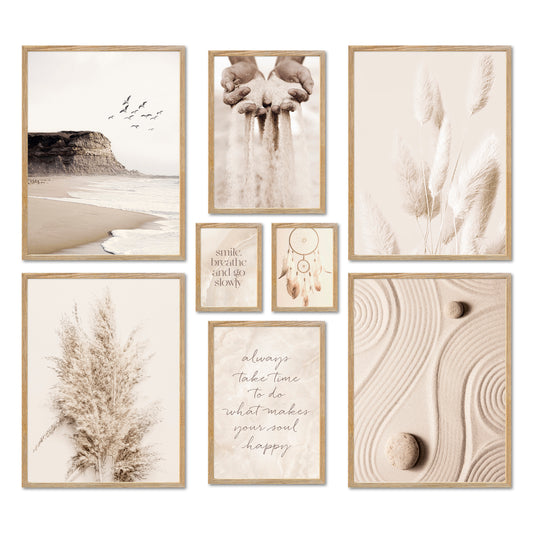 Poster Set - BEIGE DREAMS I Boho Deko Wandbilder Pampasgras