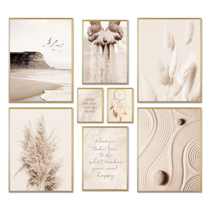 Poster Set - BEIGE DREAMS I Boho Deko Wandbilder Pampasgras