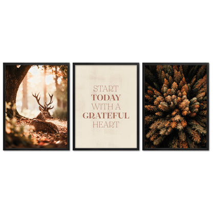 Poster Set - Herbst Wald - 3 Deko Wandbilder