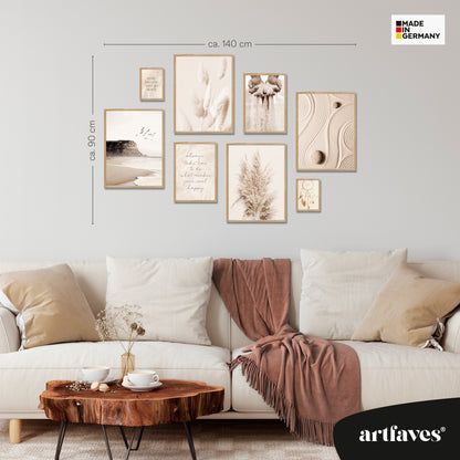 Poster Set - BEIGE DREAMS I Boho Deko Wandbilder Pampasgras