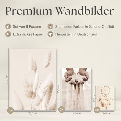 Poster Set - BEIGE DREAMS I Boho Deko Wandbilder Pampasgras