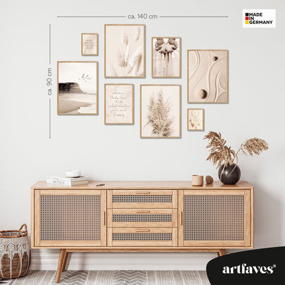 Poster Set - BEIGE DREAMS I Boho Deko Wandbilder Pampasgras