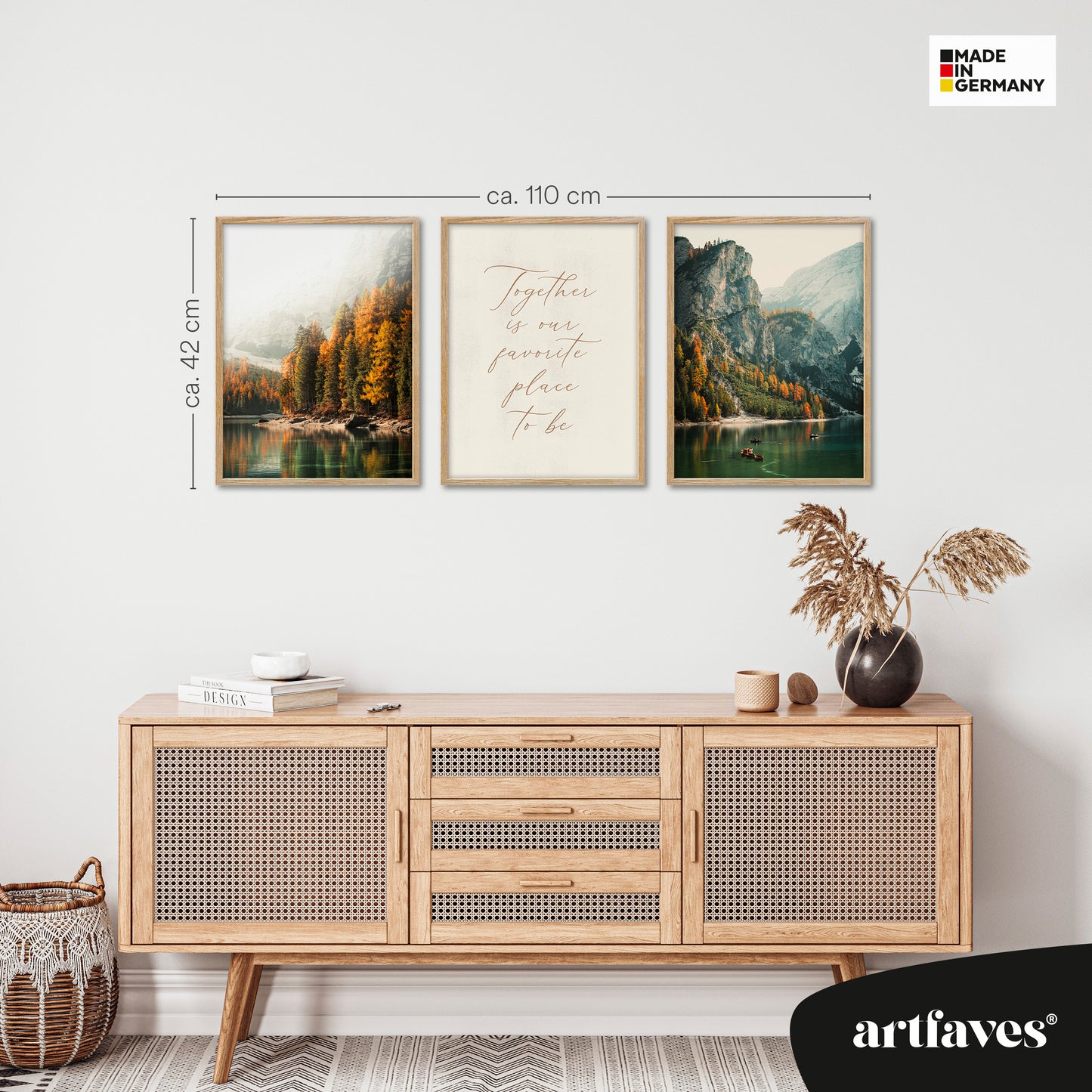 Poster Set - Pragser Wildsee Herbst - 3 Deko Wandbilder Süd Tirol Dolomiten