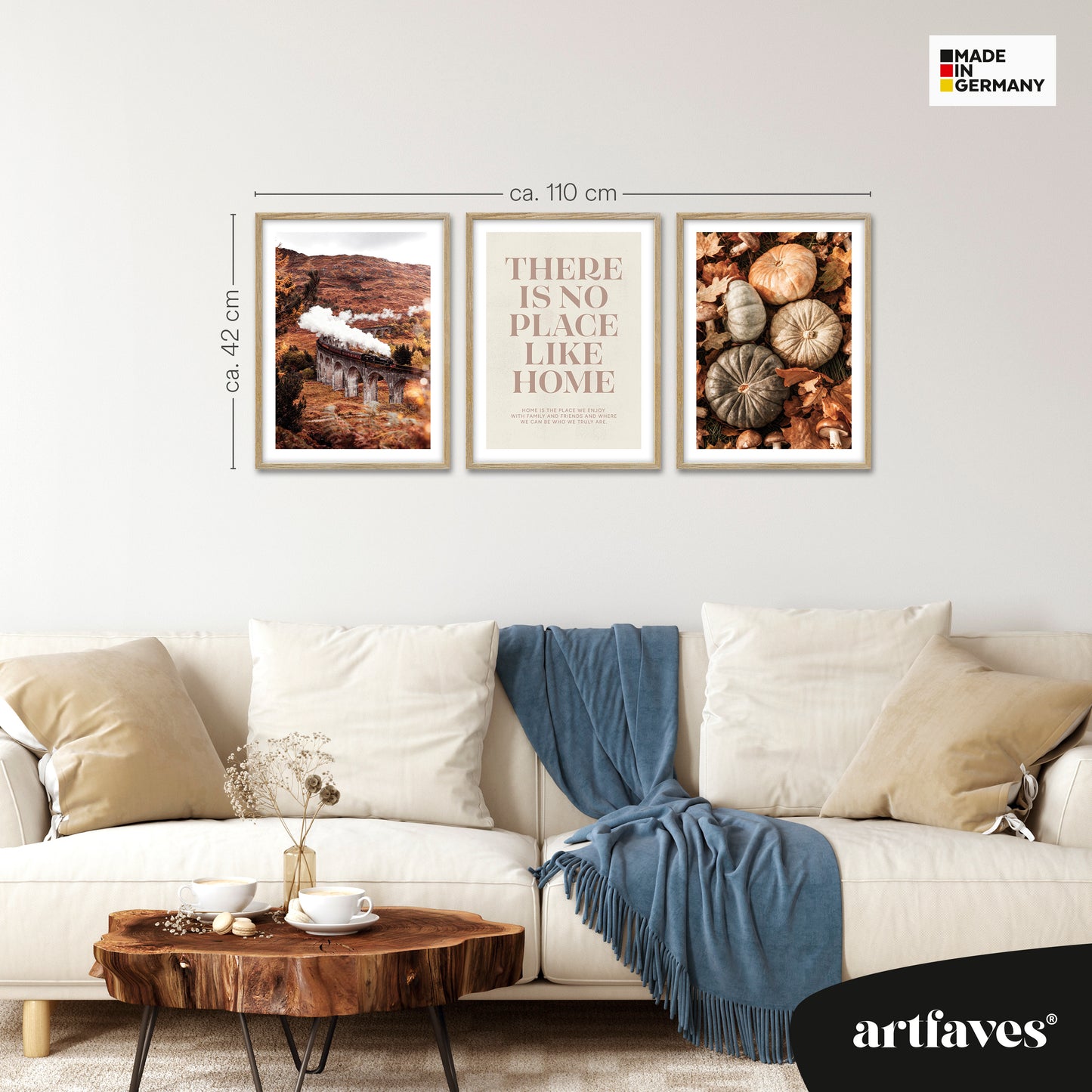 Poster Set - Herbst Momente 1 - 3 Deko Wandbilder Kürbisse Glenfinnan Viaduct