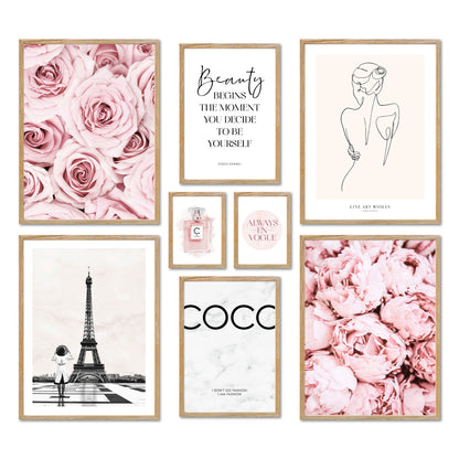 Poster Set - COCO ROSE I Paris Fashion Wall Art Pink