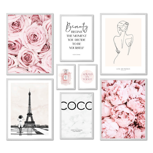 Poster Set - COCO ROSE I Paris Fashion Wall Art Pink