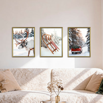 Poster Set Christmas Trio 1 I mehrteilige Bilderwand I Wandbilder Weihnachten