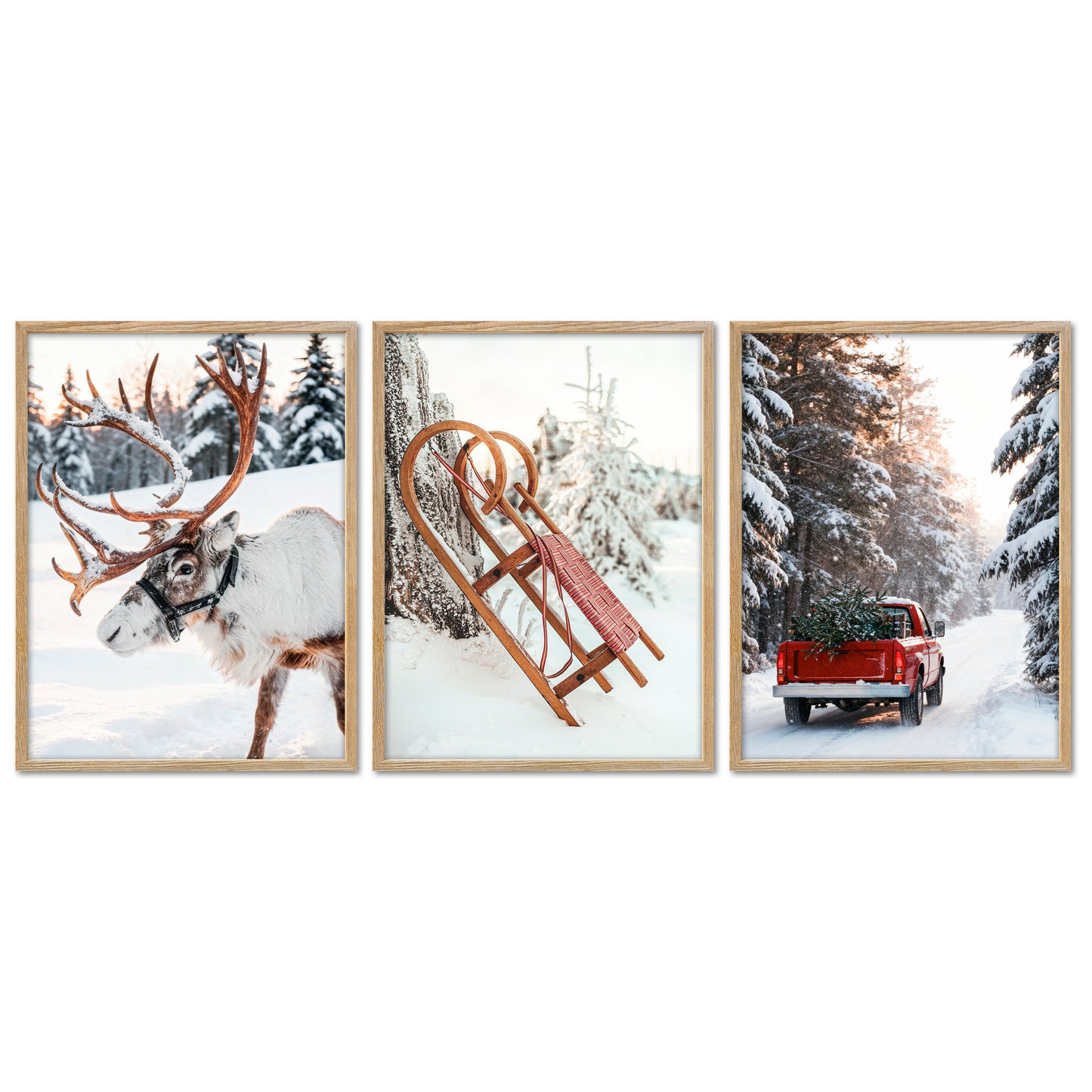 Poster Set - Christmas Trio 1 - 3 Deko Wandbilder Weihnachten Schnee Winter