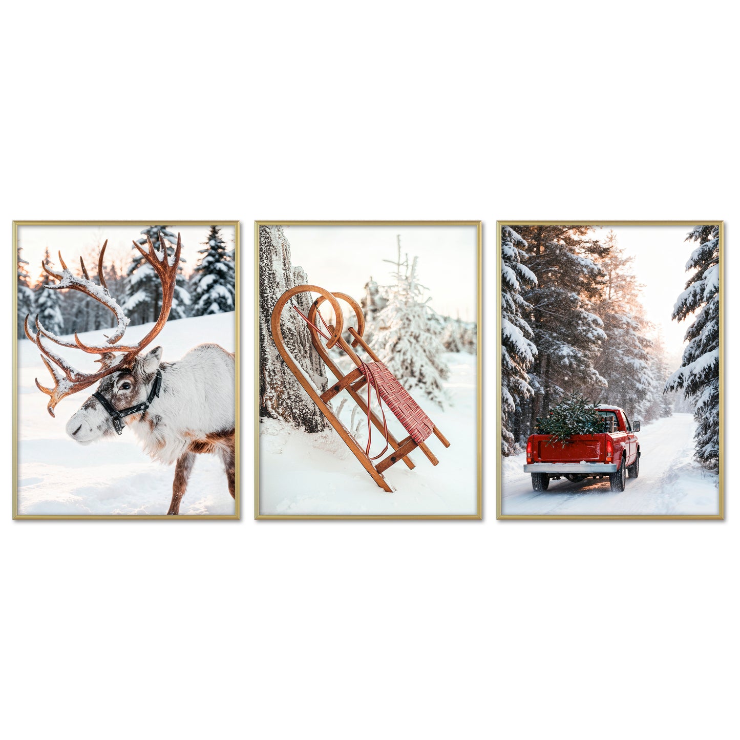 Poster Set - Christmas Trio 1 - 3 Deko Wandbilder Weihnachten Schnee Winter