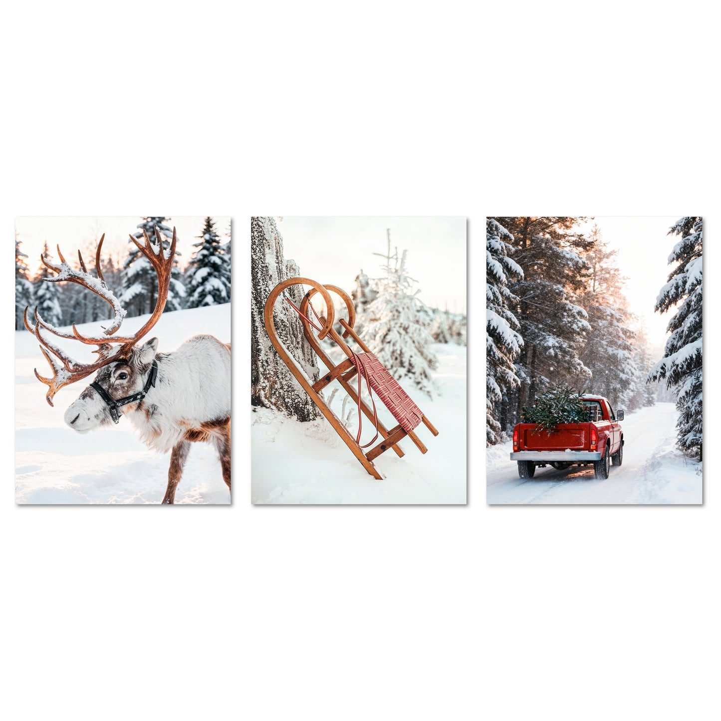 Poster Set - Christmas Trio 1 - 3 Deko Wandbilder Weihnachten Schnee Winter
