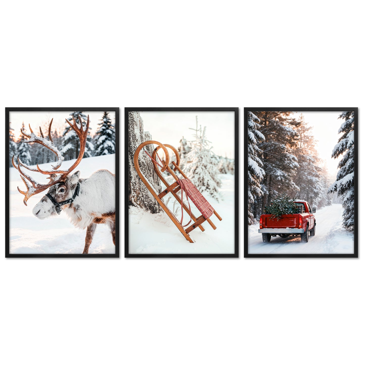 Poster Set - Christmas Trio 1 - 3 Deko Wandbilder Weihnachten Schnee Winter