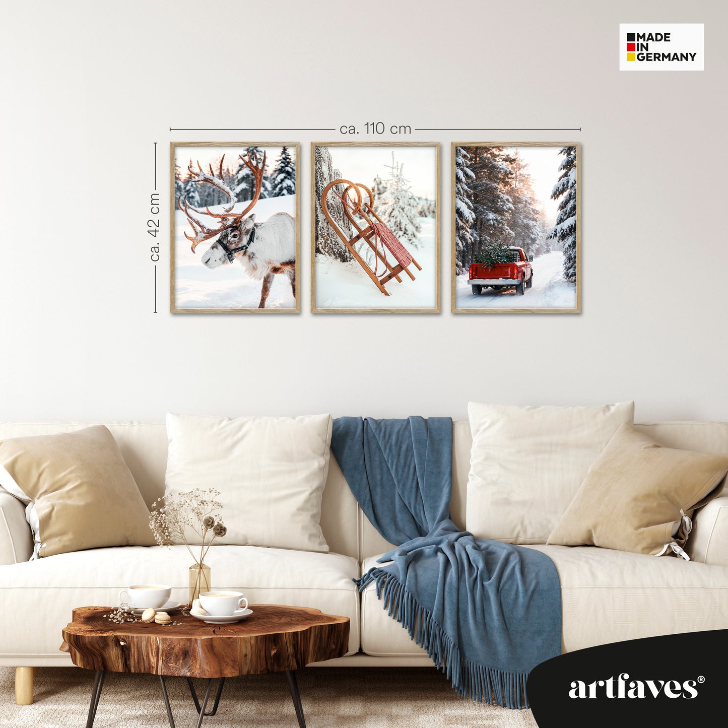 Poster Set - Christmas Trio 1 - 3 Deko Wandbilder Weihnachten Schnee Winter