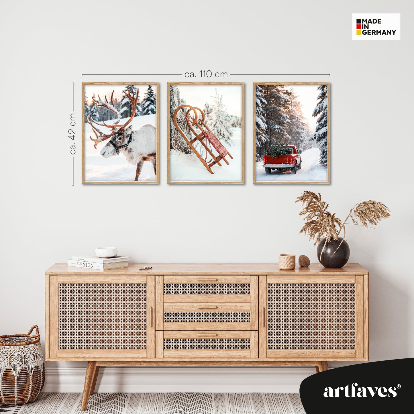 Poster Set - Christmas Trio 1 - 3 Deko Wandbilder Weihnachten Schnee Winter