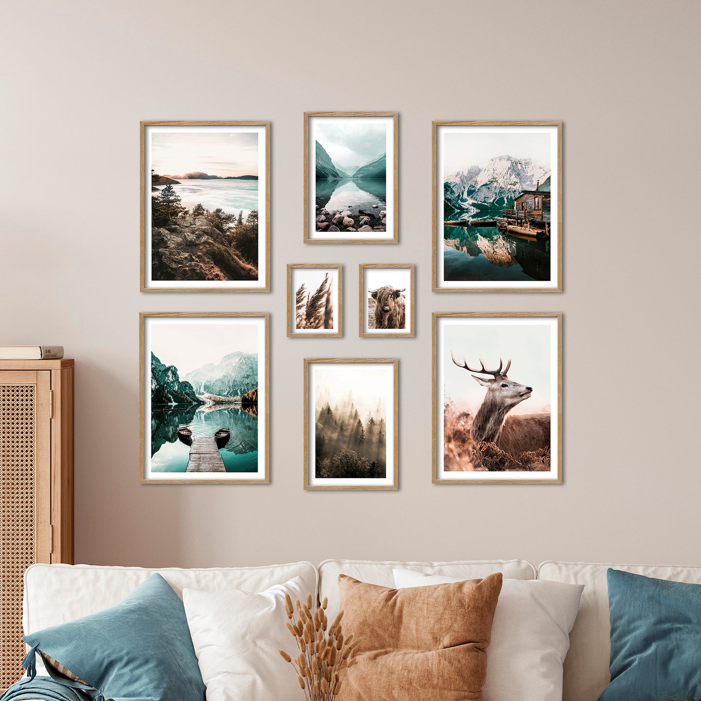Poster Set Mysti River I mehrteilige Bilderwand I Wandbilder Berge