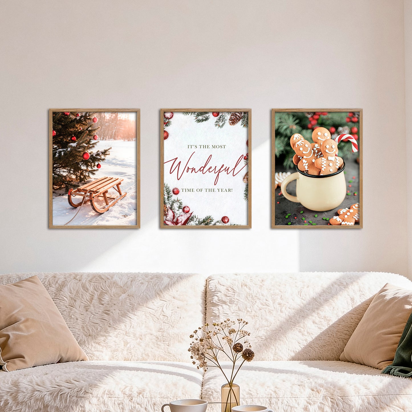 Poster Set Christmas Trio 2 I mehrteilige Bilderwand I Wandbilder Weihnachten