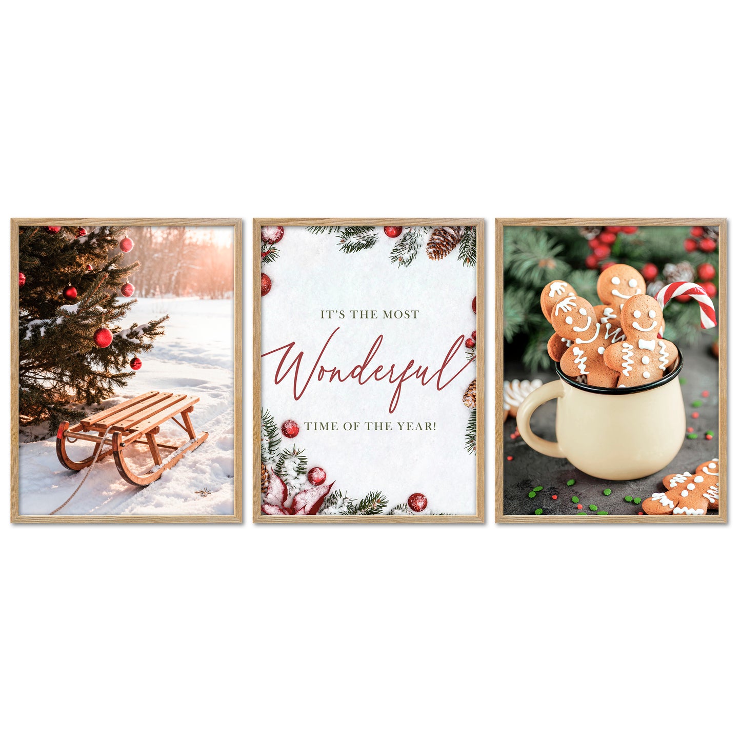 Poster Set - Christmas Trio 2 - 3 Deko Wandbilder Weihnachten Schnee Winter