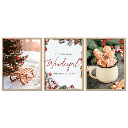 Poster Set - Christmas Trio 2 - 3 Deko Wandbilder Weihnachten Schnee Winter