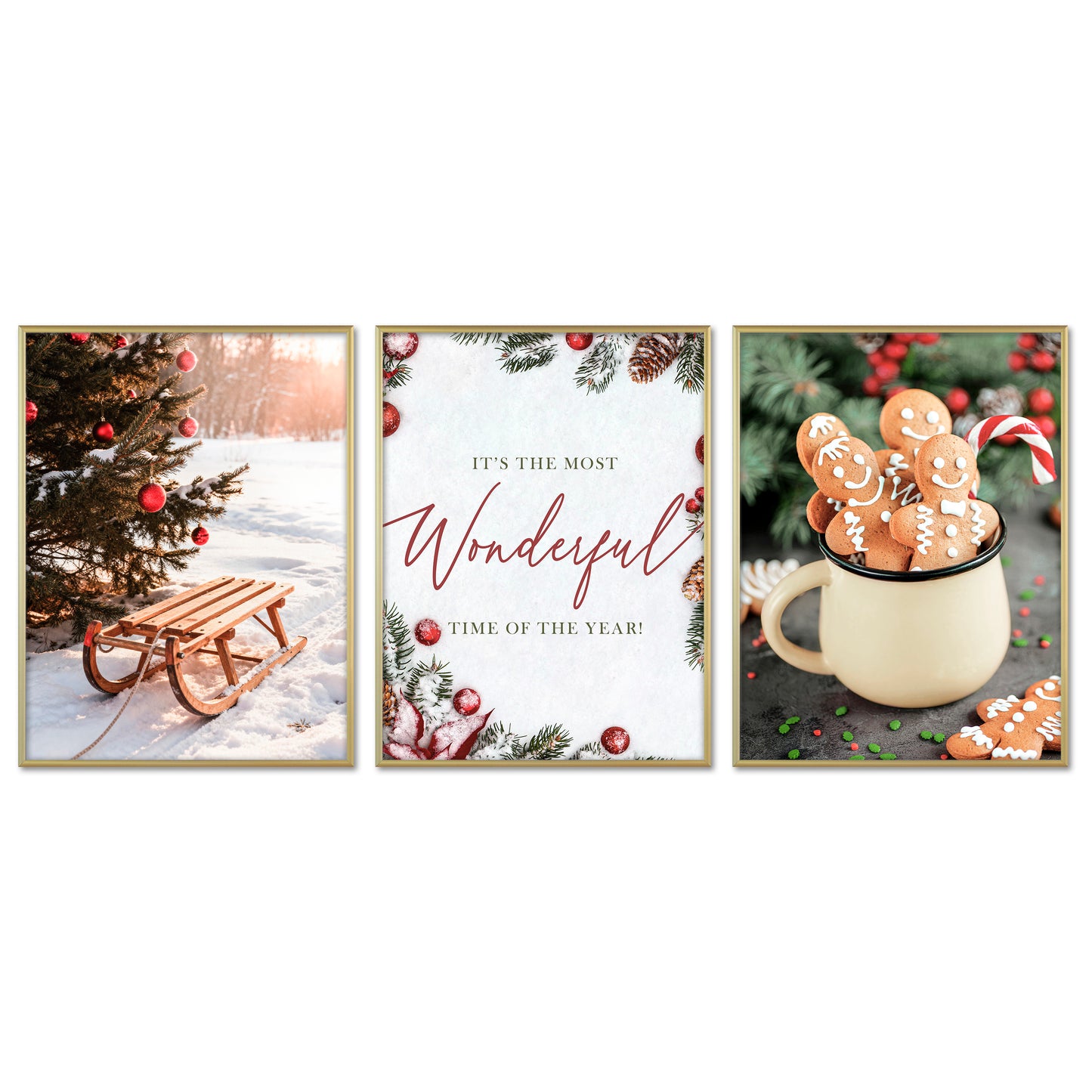 Poster Set - Christmas Trio 2 - 3 Deko Wandbilder Weihnachten Schnee Winter