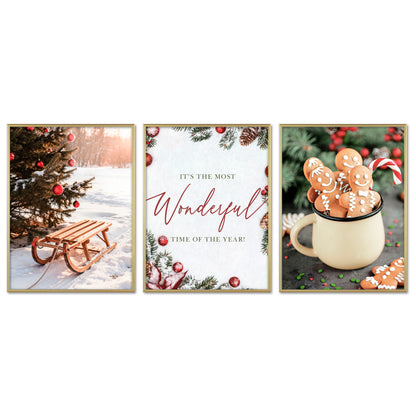 Poster Set - Christmas Trio 2 - 3 Deko Wandbilder Weihnachten Schnee Winter
