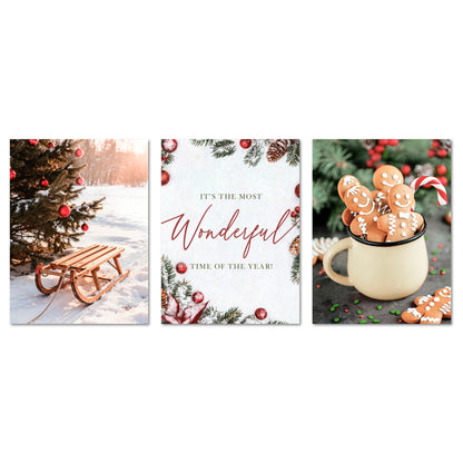 Poster Set - Christmas Trio 2 - 3 Deko Wandbilder Weihnachten Schnee Winter