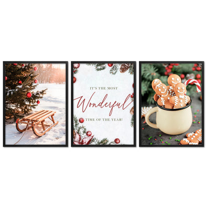 Poster Set - Christmas Trio 2 - 3 Deko Wandbilder Weihnachten Schnee Winter